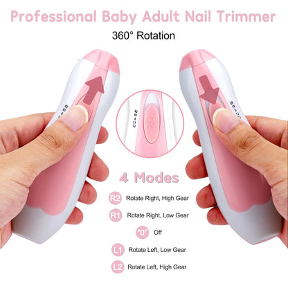 Baby SafeTrim™ Nail Trimmer – Gentle & Quiet with 6 Adjustable Heads – Battery Powered